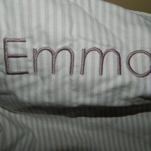 Pottery Barn Kids Striped Pillowcase with Embroidery